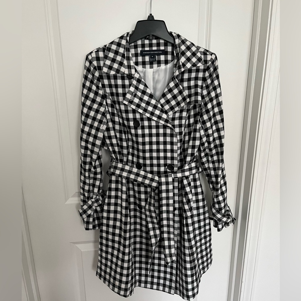 French Connection checkered trench coat